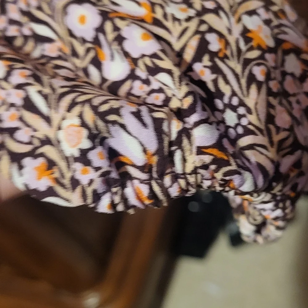 J Crew Womens Puff Sleeve Crepe Satin Blouse Fall Autumn Floral Size Large Tall